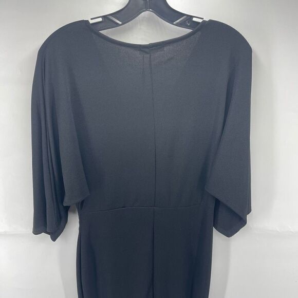 Pretty Little Thing Shift Dress Cocktail deep V Neck Wrap Stretch Black NEW 8 - Picture 3 of 13